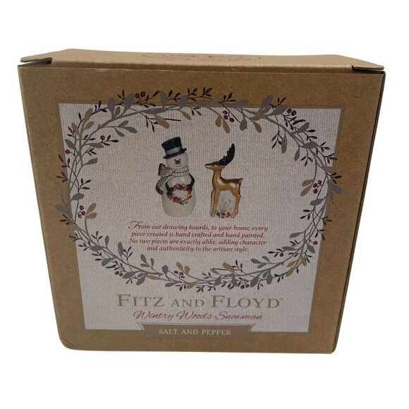 Fitz And Floyd Winters Wonder Snowman & Reindeer Salt And Pepper Shakers Set - Picture 6 of 6